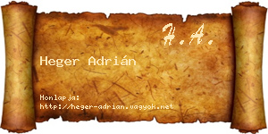 Heger Adrián névjegykártya